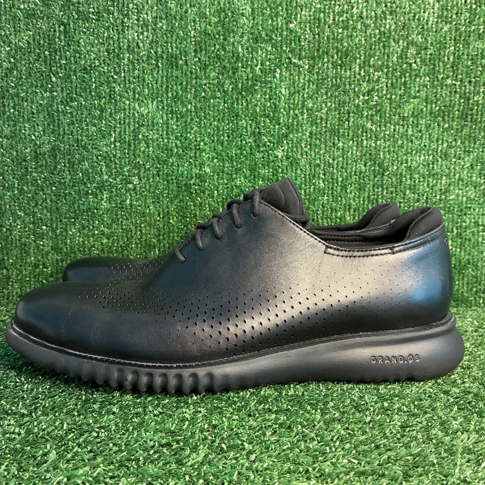 NEW Cole Haan Zerogrand Laser Wingtip Oxford Leather Comfort Shoe Black Mens 12M